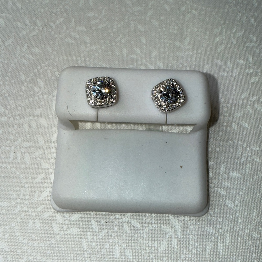 Sparkling‎ Silver Moissanite,Stud Earrings